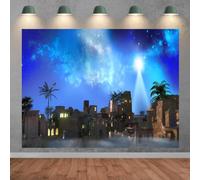 SADFA Bethlehem Holy Star Backdrop 10x8ft Nativity Backdrop Bethlehem Town Christmas Village Background Starry Night Sky Birth of Jesus Manger Scene Religious Christmas Party Photo Props