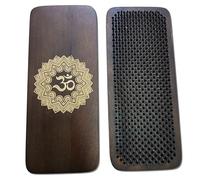Sadhu Board Dark Mango Wood Nail Board with Golden Highlights, 100% Handmade, 3 Sizes: 10 mm, 12 mm and 15 mm, Yoga Practice, Relieves Tension (Om Cream, 10 mm)