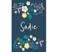 Sadie: Personalized Floral Notebook/Journal With First Name For Women And Girls, Journal With Navy Soft Cover With Colorful Flowers, Lined Notebook, ... for School Notes, Diary Writing, Journaling