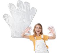 SADIKALO - Kids Disposable Gloves, 100 Pcs Small Plastic Clear PE Durable Kitchen Cleaning Gloves for Garden Crafts for 3-12 Years