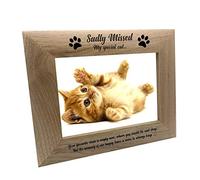 Sadly Missed Cat Remembrance Memorial Wooden Photo Frame (5 x 7 Inch)