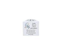 Sadly Missed Graveside Bear On Moon Flower Holder Vases Memorial Children Pots (Grandson)