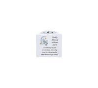 Sadly Missed Graveside Bear On Moon Flower Holder Vases Memorial Children Pots (Son)