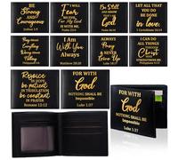 Sadnyy 10 Pcs Christian Gifts Leather Wallet for Men with Money Clip and Cardholder Engraved Leather Wallet Bible Verse Faith Religious Birthday Inspiring Pastor Appreciation Day Gifts, black