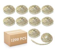 Sadnyy 1200 Count Coil Roofing Nails 3/4-1-1/4 in 15 Degree Coil Roofing Stainless Steel Siding Nails with Smooth Ring Shank for Roof Lathing Sheathing Material (3/4 inch x 0.12 inch)