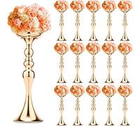 Sadnyy 16 Pcs Metal Flower Arrangements Stand Wedding Centerpiece Tall Table Decor Vase for Reception Centerpieces Event Party Hotel Home (Gold, 15 Inch)