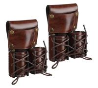 Sadnyy 2 Pcs Leather Tool Holder Brown Hammer Holder for Belt Cowhide Hammer Organizer Tool Organizer for Bull Pin Holster Wrench Hammers