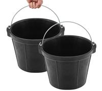Sadnyy 2 Pcs Rubber Feeder Bucket, 8 Quart 2 Gallon Rubber Horse Feed Bucket with Handle Large Utility Horse Feed Pan Dog Bowl Horse Feeder for Goats Horses Animal Feeding, 10.6 x 8.6 Inches, black