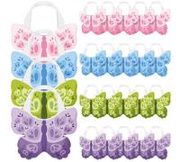 Sadnyy 24 Pcs Butterfly Fairy Party Favor Bags with Handles Reusable Non Woven Butterfly Goodie Gift Bags Candy Treat Tote Bag for Birthday Party Decorations Bridal Showers Baby Shower Supplies