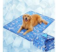 Sadnyy 4 Pcs 44 x 32 Extra Large Dog Cooling Mat Pet Cooling Pad for Hot Weather Lightweight Cool to The Touch Pet Blanket Washable Breathable Dog Pad for Kennel Home in Summer Non-Toxic