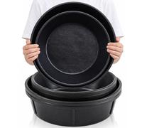 Sadnyy 4 Pcs Rubber Feeder Pan 8 Quart/2 Gallon and 12 Quart/3 Gallon Feed Pan Water Trough Rubber Bowl Bath Dust Container for Chicken Duck Pig Dogs Cats Goats Horses Outdoor Livestock Animal