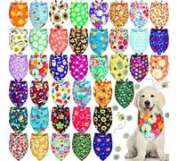 Sadnyy 40 Pcs Summer Spring Dog Bandanas Bulk for Dogs Flower Hawaiian Triangle Reversible Dog Bibs Adjustable Pet Kerchief Scarf Washable Cat Scarf for Summer Holiday Pets