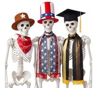 Sadnyy 6 Pcs 12 ft Skeleton Accessories Costume Set Hat and Scarf for Outdoor Decoration (Graduation Day, 4th of July, Cowboy Set)