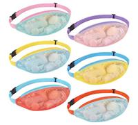 Sadnyy 6 Pcs Beach Mesh Fanny Pack with Adjustable Straps, Sea Shell Collecting Bags for Coast, Lightweight Waist Pack for Picking up Seashells Rocks Storing Clothes Vacation Travel Beach Essentials