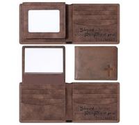 Sadnyy Christian Gifts Leather Wallet for Men Genuine Leather RFID Blocking Bifold Bible Verse Engraved Brown Faith Religious Gift for Husband Dad Grandpa Birthday Christmas Gift, brown, Psalm 84:5