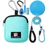 Sadnyy Dog Training Kit Treat Pouch with Clip Pet Training Clicker Silent Whistle Poop Bag 5 ft Leash Flying Disc for Puppy Dog Pet Behavior Aids Trick