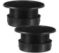 Sadnyy Parasol Umbrella Hole Ring Plug and Cap Set Outdoors Glass Deck Table Hole Cover Insert Thicker Umbrella Plug for Patio Table Yard, Black (2 Sets)