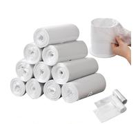 Sadocom 3L Small Bin Bags, 300 Counts, 30 * 35 cm, Bin Liners for Mini Desktop Bin, Bathroom Office Car Trash Bags, Food Waste Bags, White