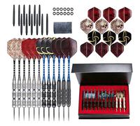 Sadodo 12 Pack Steel Tip Darts Set - Professional 22g & 24g Mixed Weights - Precision Brass Barrels, Aluminum Shafts, 24 Flights (12 Extra) & Sharpener - Deluxe Gift Box for Men, Pubs & Home Game