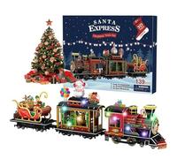 Sadodo 3D Puzzle DIY Kit,Christmas Steam Train Model Kit With Multi-Color Changing LED Light,20.6 Inch Santa's sleigh Train,Christmas Birthday New Year's Gifts For Boys Girls Assemble Kit