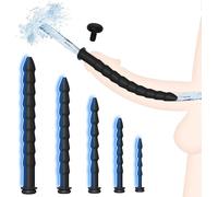 Sadodo 5-Piece Urethral Dilator Set, Ribbed Hollow Inserter for Men (5mm/7mm/9mm/11mm/13mm Diameter), Textured Penis Plug & Sounding Rod Kit (55-135mm Length)