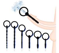 SADODO 6-Piece Silicone Urethral Dilator Set for Men - Ideal for Beginners, Penis Plugs with Retention Ring (4.5-9mm), Hollow & Solid Catheters for Prostate Massage & Stretching, 55-130mm