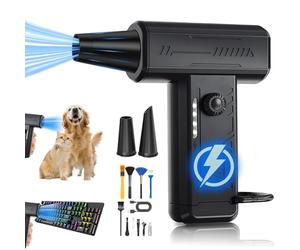 Sadodo Compressed Air Duster,Rechargeable Snow Blower Computer Vacuum Cleaner,with Flash Light,Assist in Starting a fire,Powerful 130,000 RPM Air Blower,with 10PCS Cleaning Brushes,Black