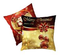 Sadodo Pack 2 Pieces ℂ ℙ ℂ , 18 x 18 Inch Merry Christmas Cushion Cases,45cm Pillowcase, Santa Claus Bell Gift Box,for Sofa Couch Home Decorations