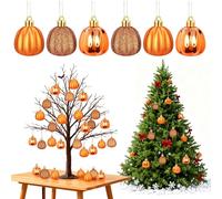 Sadodo Pack 36 Pcs Fall Pumpkin Baubles Hanging Ornaments,Christmas Tree Decorations,3CM 1.2Inch Pumpkin Tree Decor,Mini Pumpkin Ball Baubles for Christmas