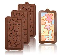 Sadodo Silicone Chocolate Mould,Pack 4PCS Puzzle Shape Candy Sugarcraft Cake Decoration Chocolate Bar Waffle Molds,Ice Cube Tray,Fragments Square Jelly Mould