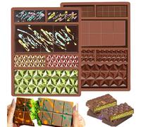Sadodo Silicone Geometric Chocolate Bar Mould,Pistachio Dubai Chocolate Making,Waffle Rectangle Diamond Shape Deep Molds,Ice Cube Tray,Non Stick,BPA Free,Gift DIY (6 Cells Mix Shapes XL)