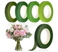 SADOKNS 5 Rolls Florist Tape, Floral Tape Green (5 Natural Shades), Stretchable Floristry Paper Rolls for Bouquet Stem Wrapping, Flower Arranging & DIY Crochet Flower - 27m/Roll