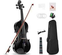 SADPRKR 4/4 acoustic violin, suitable for beginners, full size acoustic violin, adult violin beginner set, hard cover, rosin, shoulder support, bow, additional strings