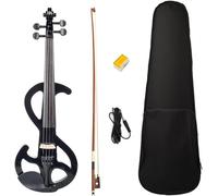SADPRKR 4/4 Black Electric Violin Kit W/Brazilwood Bow Bridge Audio Cable Case Student Violin Set For Beginner