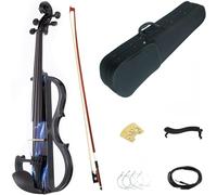 SADPRKR 4/4 Blue Fire Colored Solid Wood Intermediate-B Electric/Silent Violin Kit with Ebony Fittings Full Size