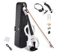 SADPRKR 4/4 Electric Violin, Full Size Right Hand Electric Wood Silent Violin with Fiddle Musical Instrument Fittings Headphone, Electric Violin Kit