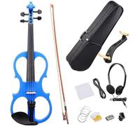 SADPRKR 4/4 Electric Violin, Full Size Right Hand Electric Wood Silent Violin with Fiddle Musical Instrument Fittings Headphone, Electric Violin Kit