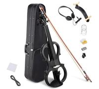 SADPRKR 4/4 Electric Violin, Full Size Right Hand Electric Wood Silent Violin with Fiddle Musical Instrument Fittings Headphone, Electric Violin Kit