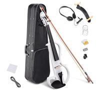 SADPRKR 4/4 Electric Violin Full Size Wood Silent Fiddle Musical Instrument Fittings Headphone Blue