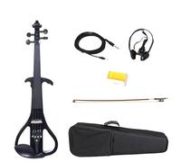 SADPRKR 4/4 Electric Violin Right Handed Silent Violin Ebony Accessories+Bow+Rosin+Bridge+CASE-3Full Size Violin Black color New