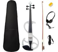SADPRKR 4/4 full-size electric/mute violin set professional bow stringed instrument (white)