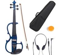 SADPRKR 4/4 Left hand solid wood blue metal electric violin with ebony accessories