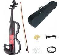 SADPRKR 4/4 Red Fire Colored Solid Wood Intermediate-B Electric/Silent Violin Kit with Ebony Fittings Full Size