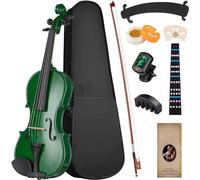 SADPRKR 4/4 violin set full size violin with hard case, violin bow, violin bridge, violin rosin, shoulder rest, tuner, mute, fingerboard and manual
