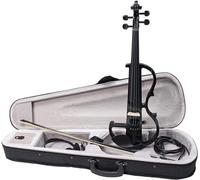 SADPRKR Black 4/4 Full Size Electric Violin Student Fiddle Case Bow Headphone Cable Set