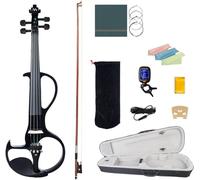 SADPRKR Black Electric 4/4 Violin Set Fittings Violin Case Bridge Brazilwood Bow Tuner Audio Cable For Beginner