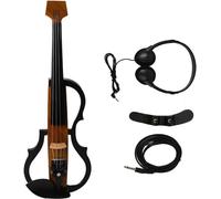 SADPRKR Carbon Fiber Headless Electric Violin, Stylish Design Silent Fiddle with Pluggable Headphone Silent Practicing for Beginners (Light Colored Wood Grain)