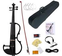 SADPRKR Electric Violin, Full Size 4/4 Solid Wood Metallic Electric/Silent Violins Kit with Ebony Fittings