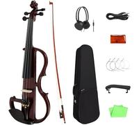 SADPRKR Full size electric violin set, beginners 4/4 solid wood silent violin, with ebony accessories