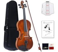 SADPRKR Violin 4/4 Full Size for Beginners with Fingerboard Sticker, User Manual, Hard Case, Bow, Rosin, Bridge, and Polishing Cloth